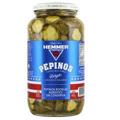 Pepinos Rodelas Agridoce Vidro Hemmer Unidade 440g