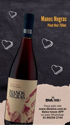 Vinho Manos Negras Pinot Noir Tinto 750ml