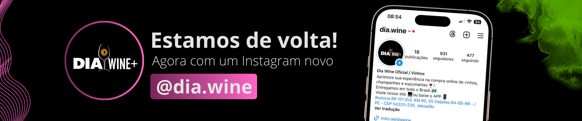 Estamos de volta no Instagram! 🎉🍷